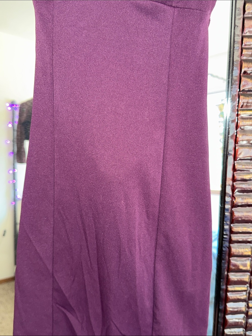 Women’s Strappy V-Neck Bodycon Dress - Plum XS Sexy - Picture 6 of 6